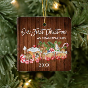 Unsere ersten Weihnachtsgroßeltern Gingerbread Zug Keramikornament