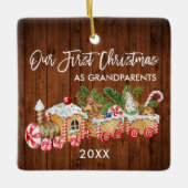 Unsere ersten Weihnachtsgroßeltern Gingerbread Zug Keramikornament (Vorderseite)