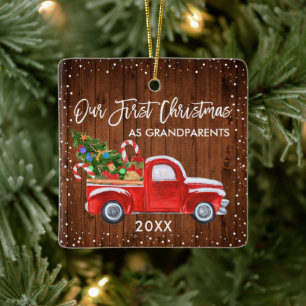 Unsere ersten Weihnachtsgroßeltern trucken Holzsc Keramikornament