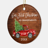 Unsere ersten Weihnachtsgroßeltern Woodruck Truck  Keramik Ornament (Links)