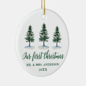 Unsere ersten Weihnachtskalligraphien Keramik Ornament (Rechts)
