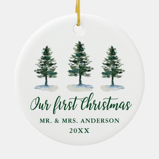 Unsere ersten Weihnachtskalligraphien Keramik Ornament (Hinten)