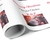 Unsere ersten Weihnachtsnamen Foto Hochzeit verlob Geschenkpapier (Rolleneckpunkt)