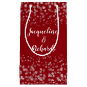 Unsere ersten Weihnachtsschneeflocken Rot Elegant Kleine Geschenktüte (Vorderseite)