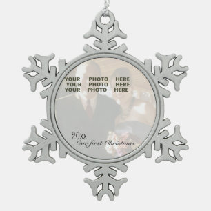 Unsere erstes Weihnachtspersonalisierte Schneeflocken Zinn-Ornament