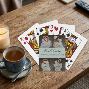 Unsere Familie Elegant Schwarze Schrift Familienfo Spielkarten