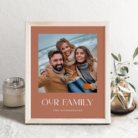 Unsere Familie | Terracotta Moderner Text und Foto Poster
