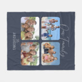 Unsere Familienkalligraphie Skript 4 Foto Blau Fleecedecke (Vorderseite (Horizontal))