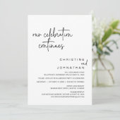 Unsere Feier geht weiter, Hochzeitstag-Party Einladung (Stehend Vorderseite)