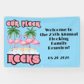 Unsere Flock Rocks Custom Flamingo Family Wiederse Banner (Horizontal)
