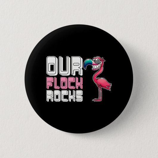 Unsere Flock Rocks Flamingo Button (Vorderseite)