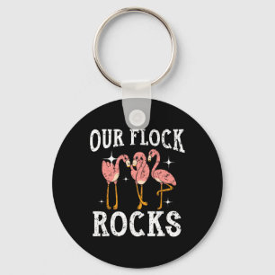 Unsere Flock Rocks Flamingo Familie Gruppe Urlaub Schlüsselanhänger