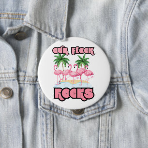 Unsere Flock Rocks Flamingo Fun Familie Freunde Button