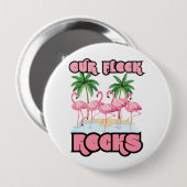 Unsere Flock Rocks Flamingo Fun Familie Freunde Button (Vorne & Hinten)