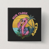 Unsere Flock Rocks Flamingo Groovy Retro Button (Vorderseite)