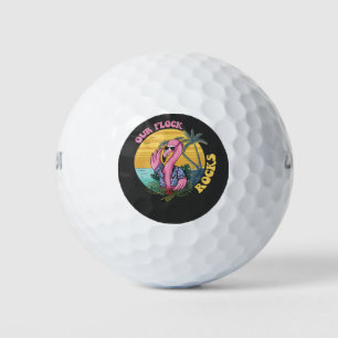 Unsere Flock Rocks Flamingo Groovy Retro Golfball