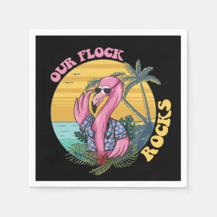 Unsere Flock Rocks Flamingo Groovy Retro Serviette