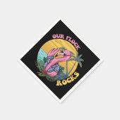 Unsere Flock Rocks Flamingo Groovy Retro Serviette (Ecke)