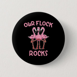 Unsere Flock Rocks Flamingo Matching Familienurlau Button