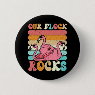 Unsere Flock Rocks Flamingo Matching Familienurlau Button