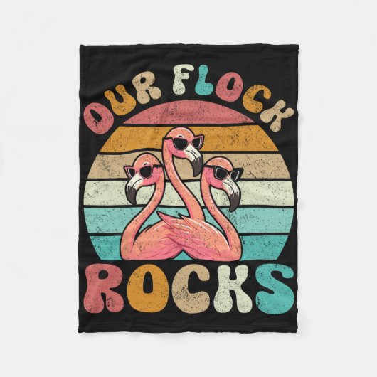 Unsere Flock Rocks Flamingo Matching Familienurlau Fleecedecke (Vorderseite)