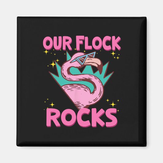 Unsere Flock Rocks Flamingo Matching Familienurlau Magnet (Vorne)