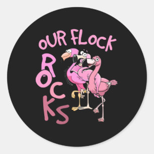 Unsere Flock Rocks Flamingo Matching Familienurlau Runder Aufkleber