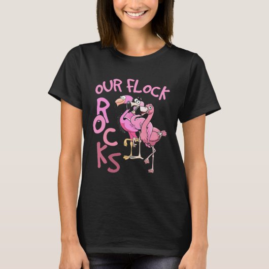 Unsere Flock Rocks Flamingo Matching Familienurlau T-Shirt (Vorderseite)