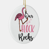 Unsere Flock Rocks Flamingo Pink Mutter Großvater Keramik Ornament (Rechts)