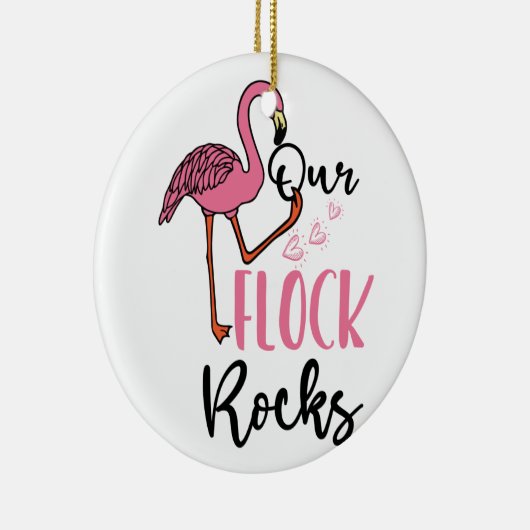 Unsere Flock Rocks Flamingo Pink Mutter Großvater Keramik Ornament (Rechts)