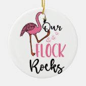 Unsere Flock Rocks Flamingo Pink Mutter Großvater Keramik Ornament (Vorne)