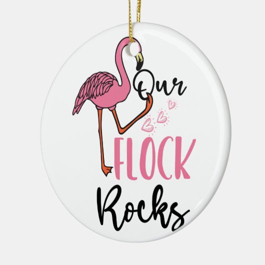 Unsere Flock Rocks Flamingo Pink Mutter Großvater Keramik Ornament (Links)