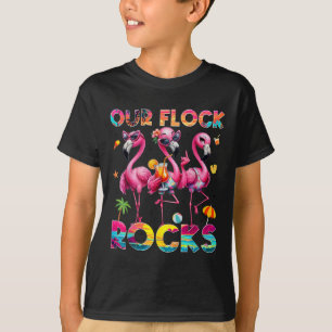 Unsere Flock Rocks Flamingo Sommerferien Familie M T-Shirt