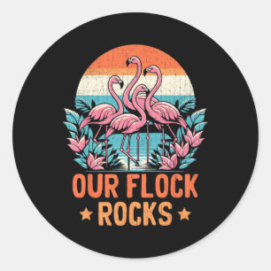 Unsere Flock Rocks Flamingos Lover Familienurlaub  Runder Aufkleber