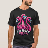 Unsere Flock Rocks Fun Flamingo Sonnenbrille Party T-Shirt (Vorderseite)