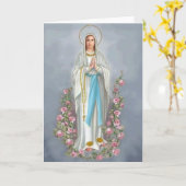 Unsere Frau der Rosenkranze mit Rose Karte (Gelbe Blume)