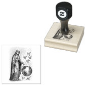 Unsere Frau von Fatima mit Rosenkranz und der Welt Gummistempel (Stempel)
