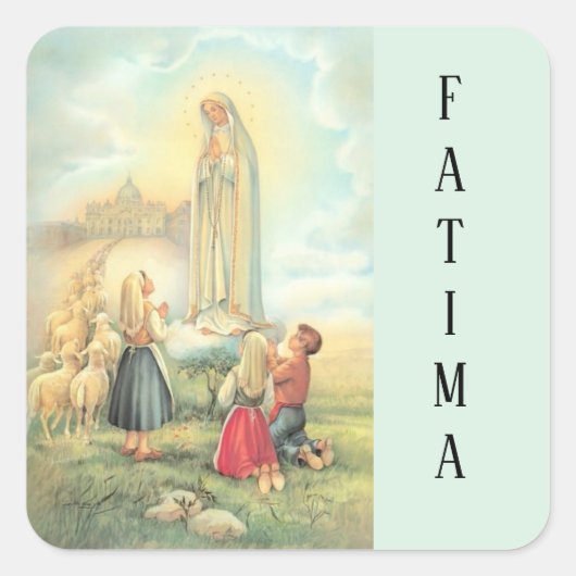 Unsere Frau von Fatima Religious Quadratischer Aufkleber (Vorderseite)