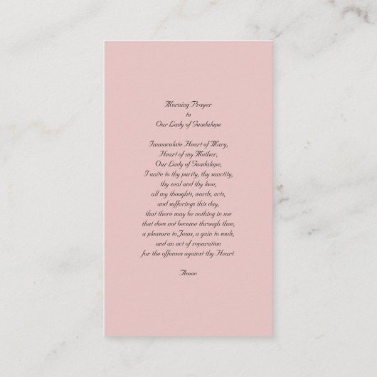 Unsere Frau von Guadalupe 1531 mit Gebet Begleitkarte (Rückseite)