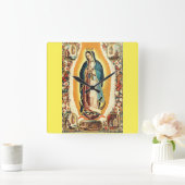 Unsere Frau von Guadalupe Quadratische Wanduhr (Zuhause)
