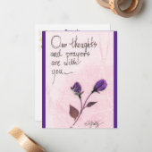 Unsere Gedanken und Gebete Sprichwort Rose Karte (Vorderseite/Rückseite Beispiel)