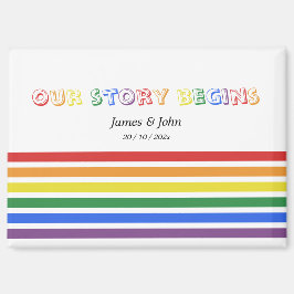 Unsere Geschichte beginnt Regenbogen-LGBTQ-Flagge- Magnet