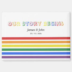 Unsere Geschichte beginnt Regenbogen-LGBTQ-Flagge- Magnet