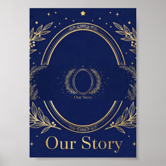 Unsere Geschichte Navy Gold Foto-Geschenk - Oval A Poster