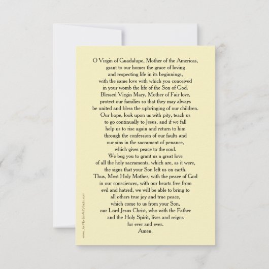 Unsere Gottesmutter-Gebetskarte (Rückseite)