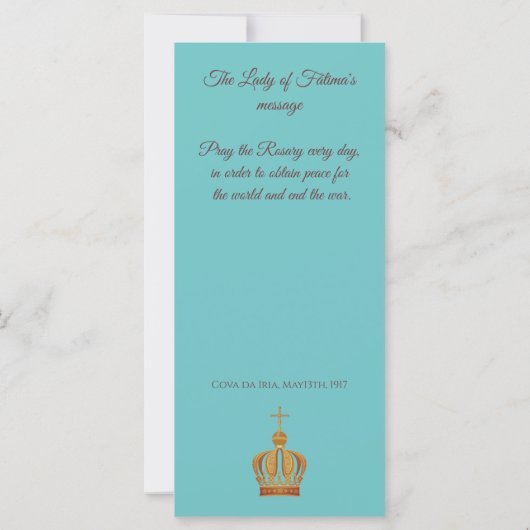 Unsere Gottesmutter von Fatima und die Gebetskarte (Rückseite)