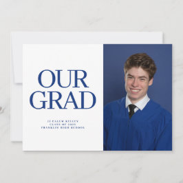 UNSERE GRAD Blue White 2 Foto Graduate Einladung