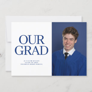 UNSERE GRAD Blue White 2 Foto Graduate Einladung