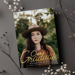 Unsere Graduate Script Abschluss Foto Foil Folieneinladung
