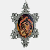 Unsere heilige Mutter Mary Theotokos Schneeflocken Zinn-Ornament (Links)